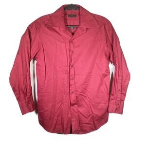 J. Ferrar Red Dress Shirt 15 1/2 32-33 Button Down Long Sleeve 100% Cotton Mens